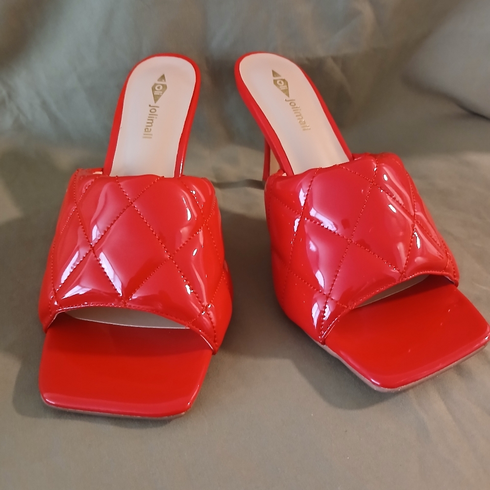 Red Patten leather Heeled Sandal